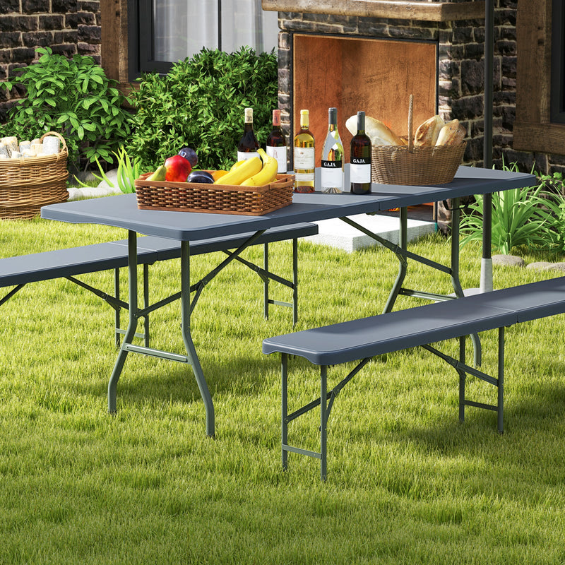 Load image into Gallery viewer, 6 ft Portable Folding Table 350 LBS Fold-in-Half Table with HDPE Tabletop
