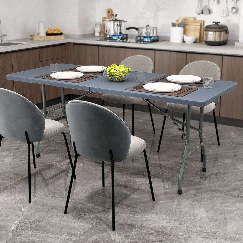 Load image into Gallery viewer, 6 ft Portable Folding Table 350 LBS Fold-in-Half Table with HDPE Tabletop
