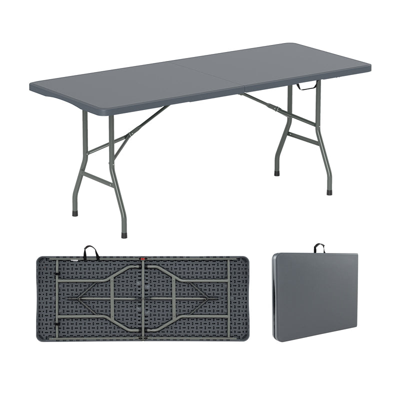 Load image into Gallery viewer, 6 ft Portable Folding Table 350 LBS Fold-in-Half Table with HDPE Tabletop

