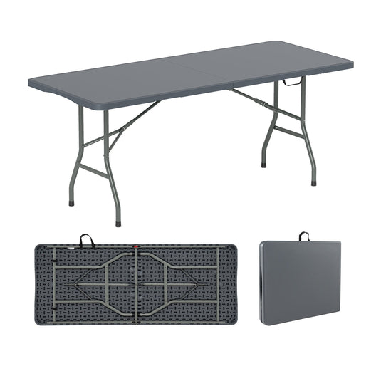 6 ft Portable Folding Table 350 LBS Fold-in-Half Table with HDPE Tabletop