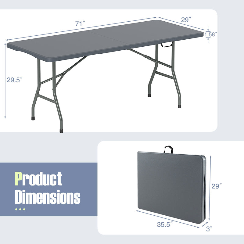 Load image into Gallery viewer, 6 ft Portable Folding Table 350 LBS Fold-in-Half Table with HDPE Tabletop
