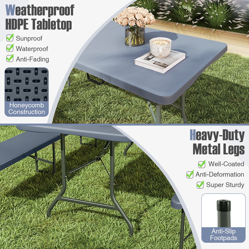 Load image into Gallery viewer, 6 ft Portable Folding Table 350 LBS Fold-in-Half Table with HDPE Tabletop
