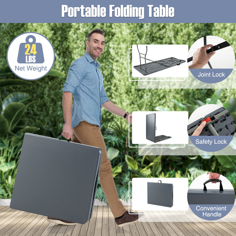 Load image into Gallery viewer, 6 ft Portable Folding Table 350 LBS Fold-in-Half Table with HDPE Tabletop
