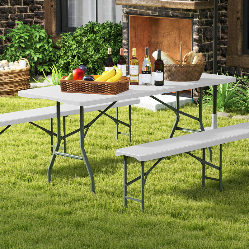 Load image into Gallery viewer, 6 ft Portable Folding Table 350 LBS Fold-in-Half Table with HDPE Tabletop
