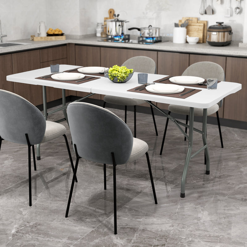 Load image into Gallery viewer, 6 ft Portable Folding Table 350 LBS Fold-in-Half Table with HDPE Tabletop
