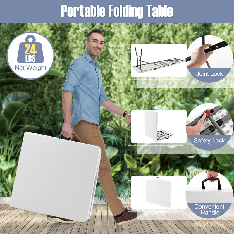 Load image into Gallery viewer, 6 ft Portable Folding Table 350 LBS Fold-in-Half Table with HDPE Tabletop
