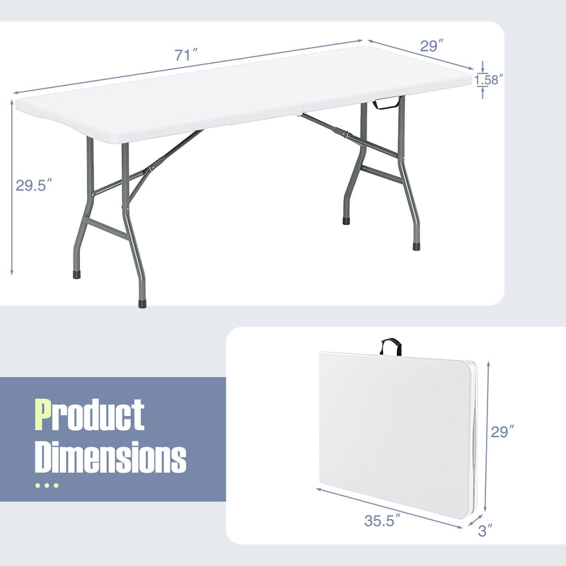 Load image into Gallery viewer, 6 ft Portable Folding Table 350 LBS Fold-in-Half Table with HDPE Tabletop
