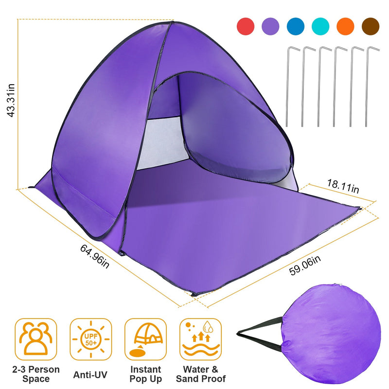 Load image into Gallery viewer, Pop Up Beach Tent Sun Shade Shelter Anti-UV Automatic Waterproof Tent Canopy for 2/3 Man w/ Net Window Storage Bag for Outdoor Beach Camping Fishing P
