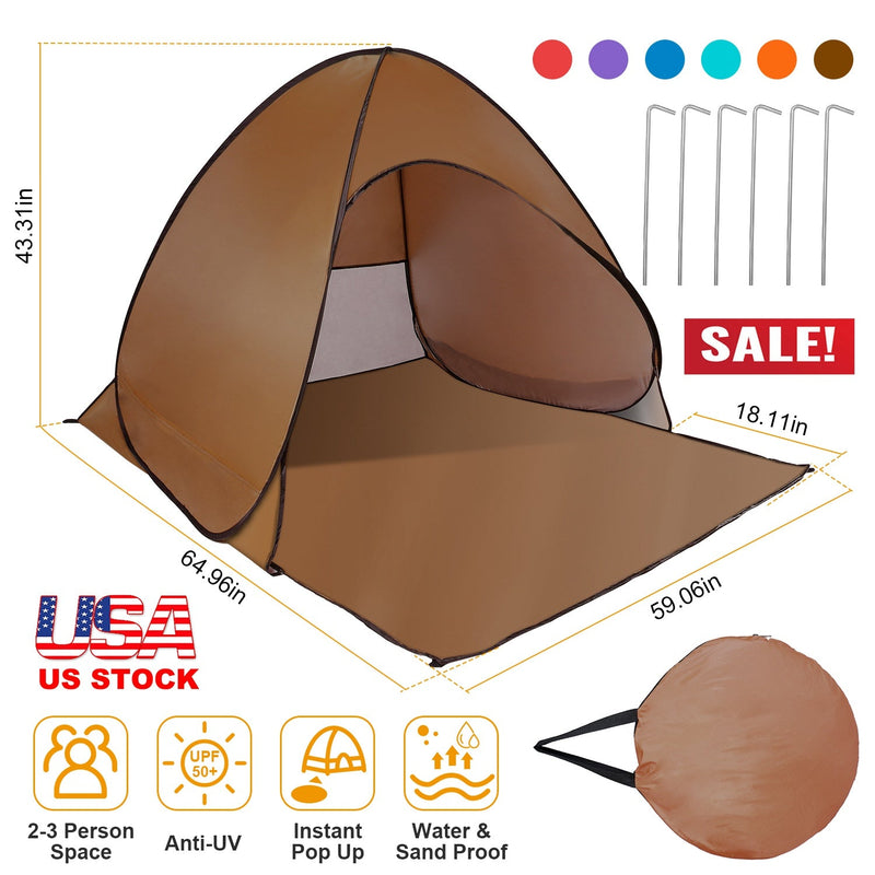 Load image into Gallery viewer, Pop Up Beach Tent Sun Shade Shelter Anti-UV Automatic Waterproof Tent Canopy for 2/3 Man w/ Net Window Storage Bag for Outdoor Beach Camping Fishing P
