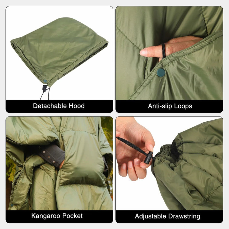 Load image into Gallery viewer, Wearable Waterproof Camping Blanket with Hood
