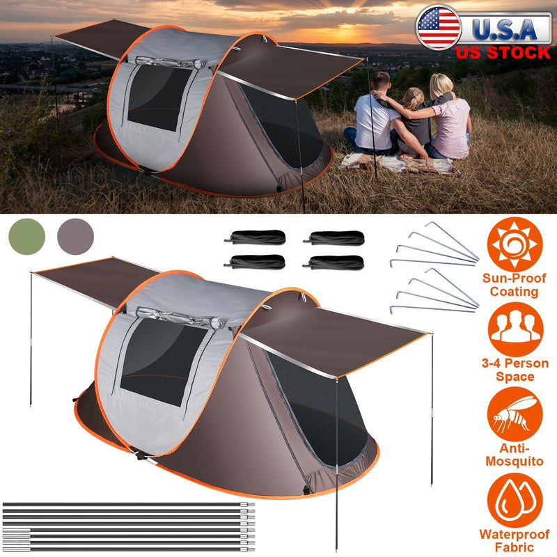 Load image into Gallery viewer, 3-4 Person Pop Up Tent Automatic Setup Camping Tent Waterproof Instant Setup Tent with 2 Mosquito Net Windows Carrying Bag for Hiking Climbing Adventu
