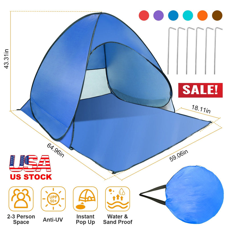 Load image into Gallery viewer, Pop Up Beach Tent Sun Shade Shelter Anti-UV Automatic Waterproof Tent Canopy for 2/3 Man w/ Net Window Storage Bag for Outdoor Beach Camping Fishing P
