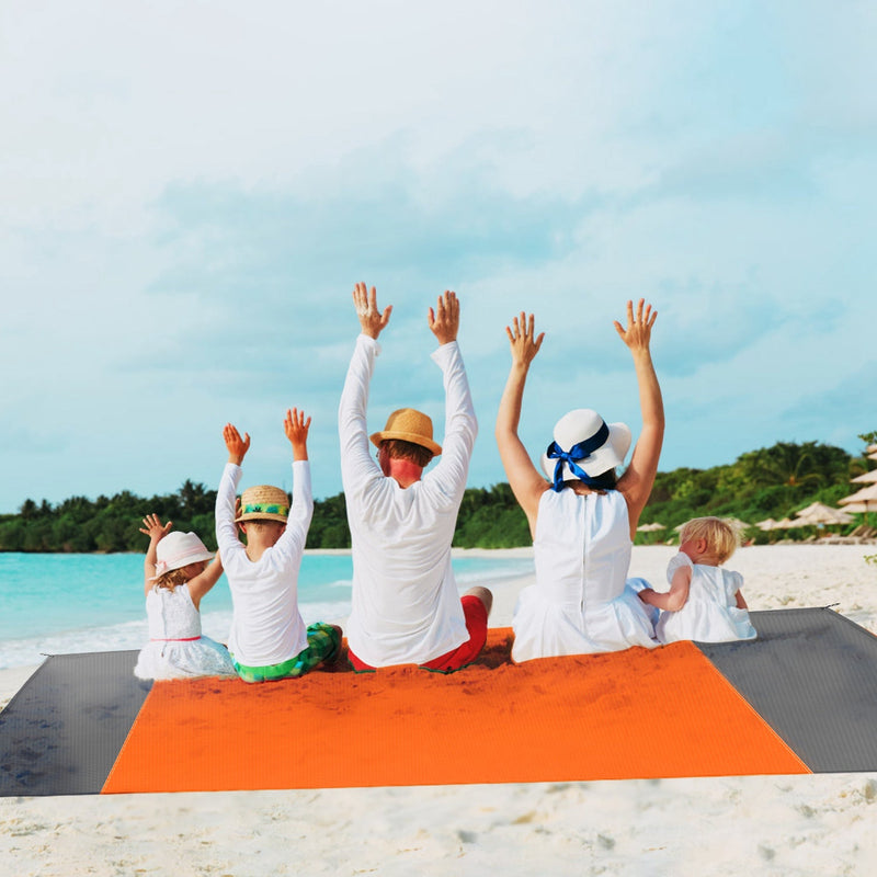 Load image into Gallery viewer, 108x96.46in Sand Proof Picnic Blanket Water Resistant Foldable Camping Beach Mat w/ 4 Anchors 1 Carry Bag For 4-6 People
