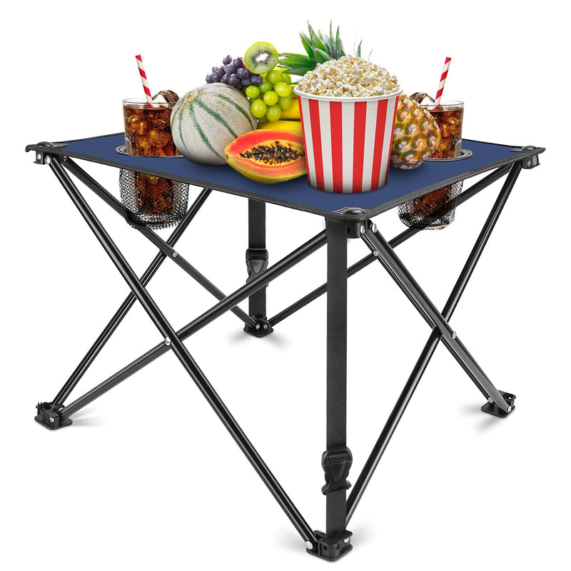 Load image into Gallery viewer, 2Pcs Foldable Camping Table Portable Picnic Table Lightweight Travel Desk with 2 Cup Holders/Table Carrying Bag
