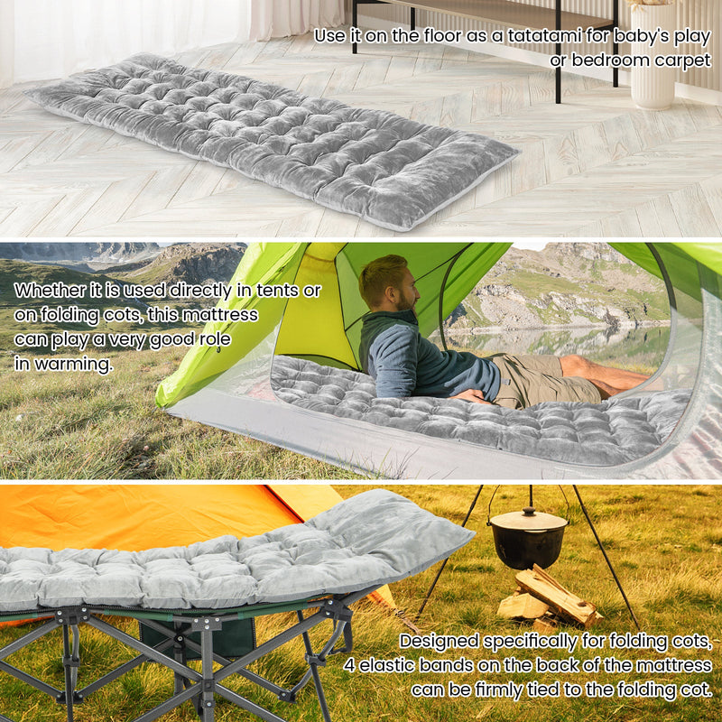 Load image into Gallery viewer, 75 x 27.5 Inch Camping Cot Pads with Soft and Breathable Crystal Velvet
