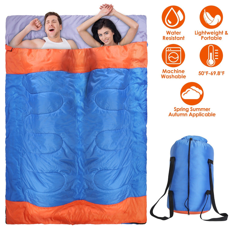 Load image into Gallery viewer, 3 People Sleeping Bag for Adult Kids Lightweight Water Resistant Camping Cotton Liner Cold Warm Weather Indoor Outdoor Use 3 Season with Sack for Spri
