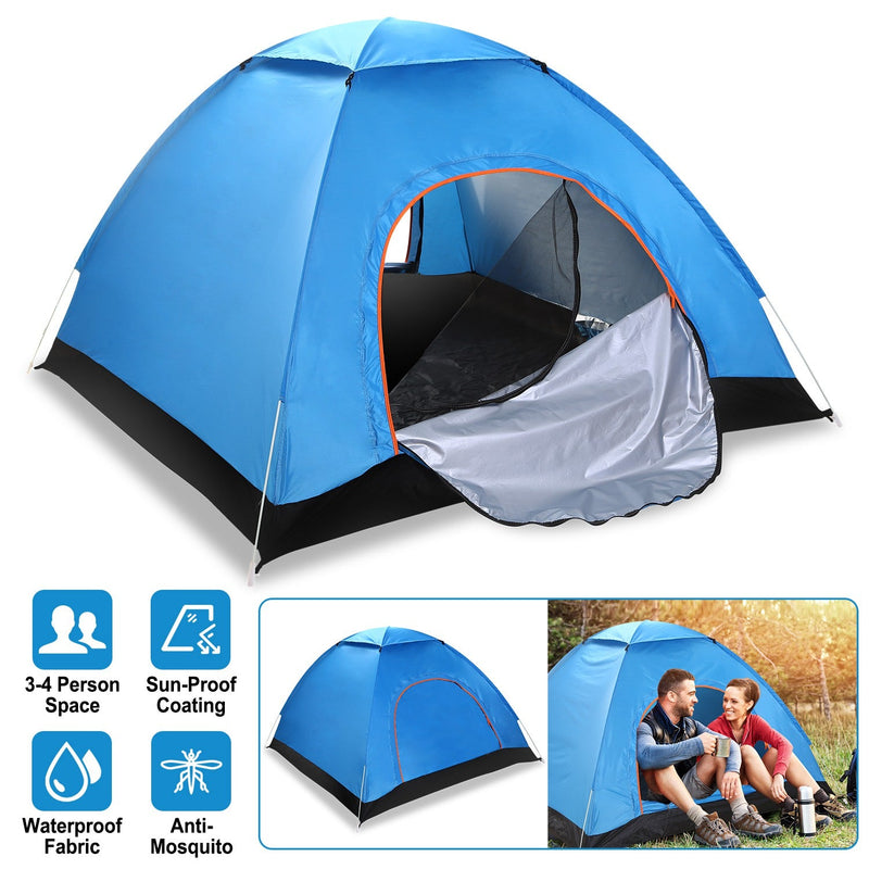 Load image into Gallery viewer, 4 Persons Camping Waterproof Tent Pop Up Tent Instant Setup Tent w/2 Mosquito Net Doors Carrying Bag Folding 4 Seasons for Hiking Climbing Adventure F
