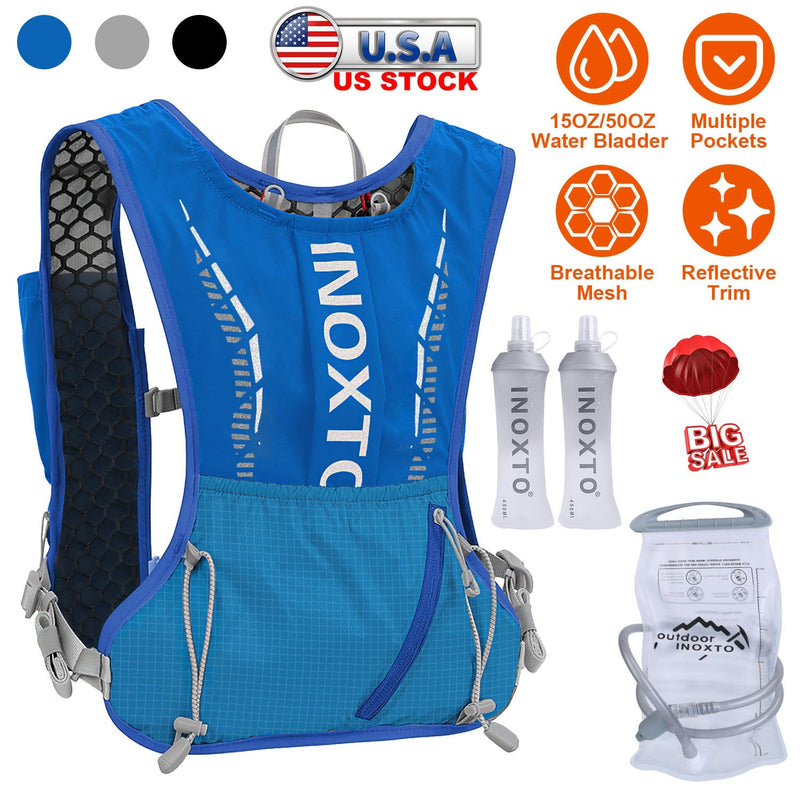 Load image into Gallery viewer, Sport Hydration Vest Running Backpack with 15oz 50oz Water Bladder Adjustable Strap Storage Bag for Trail Running Marathon Race Hiking
