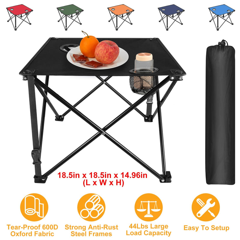Load image into Gallery viewer, 2Pcs Foldable Camping Table Portable Picnic Table Lightweight Travel Desk with 2 Cup Holders/Table Carrying Bag
