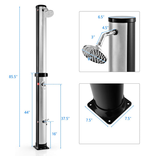 7.2 Feet Solar-Heated Outdoor Shower with Free-Rotating Shower Head