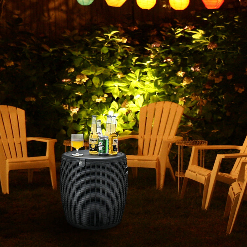 Load image into Gallery viewer, 9.5 Gallon 4-in-1 Patio Rattan Cool Bar Cocktail Table Side Table
