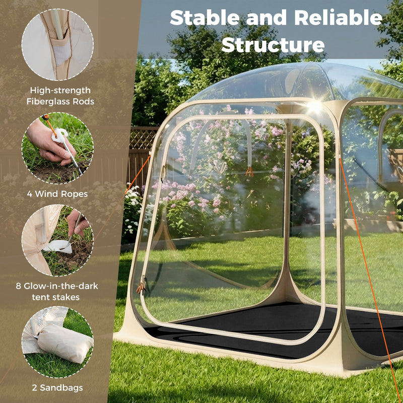 Load image into Gallery viewer, 7 x 7 FT Pop Up Sports Tent Clear Bubble Tent All-Weather Waterproof Pod with Sealed Floor
