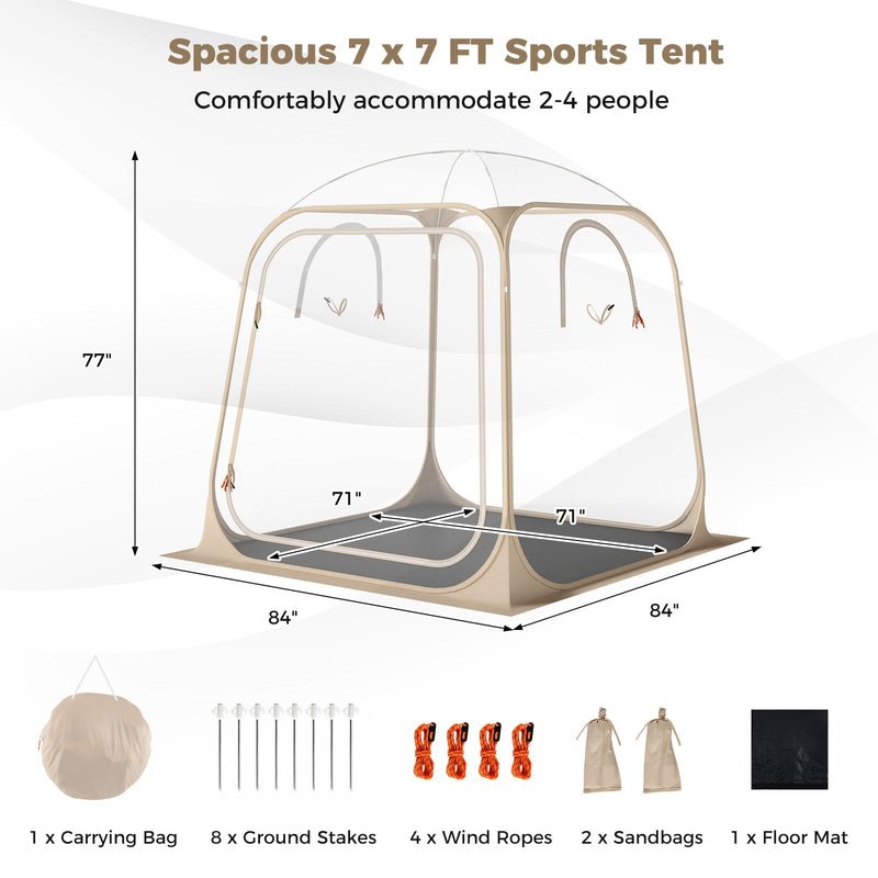 Load image into Gallery viewer, 7 x 7 FT Pop Up Sports Tent Clear Bubble Tent All-Weather Waterproof Pod with Sealed Floor
