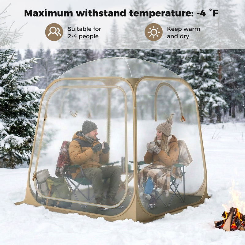 Load image into Gallery viewer, 7 x 7 FT Pop Up Sports Tent Clear Bubble Tent All-Weather Waterproof Pod with Sealed Floor
