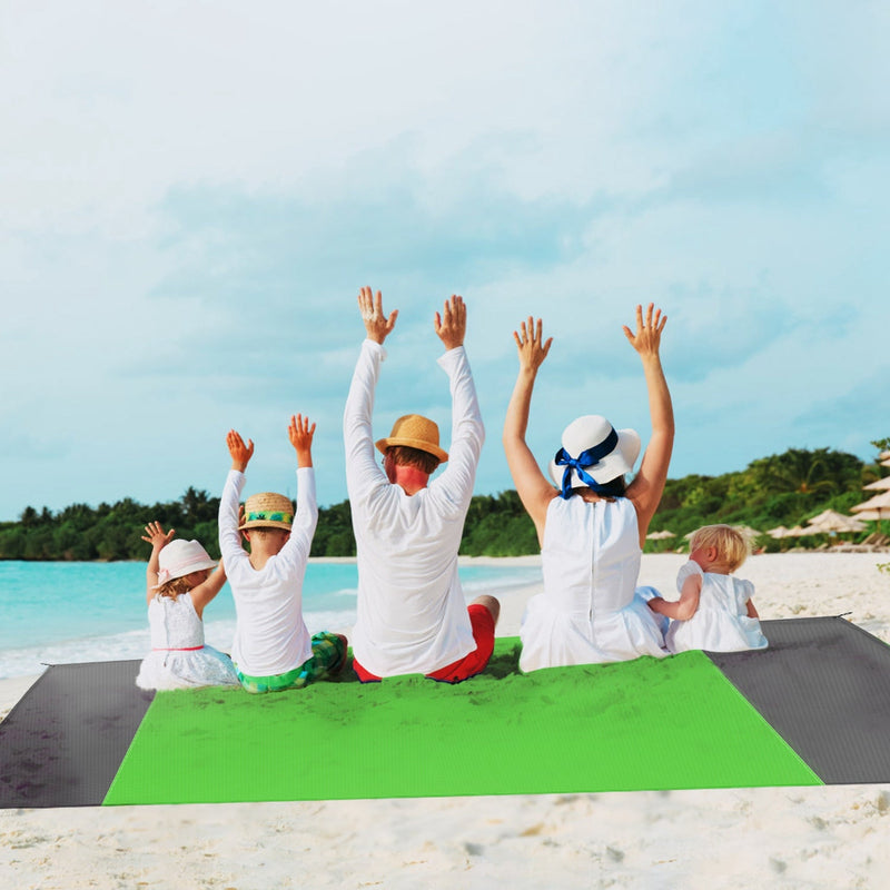 Load image into Gallery viewer, 108x96.46in Sand Proof Picnic Blanket Water Resistant Foldable Camping Beach Mat w/ 4 Anchors 1 Carry Bag For 4-6 People

