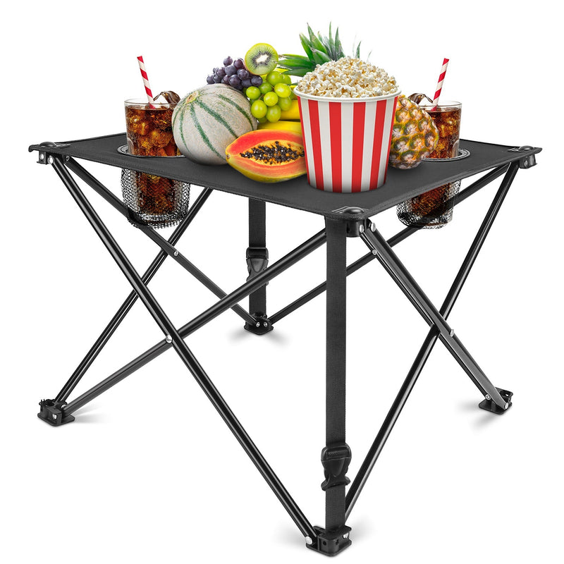Load image into Gallery viewer, 2Pcs Foldable Camping Table Portable Picnic Table Lightweight Travel Desk with 2 Cup Holders/Table Carrying Bag
