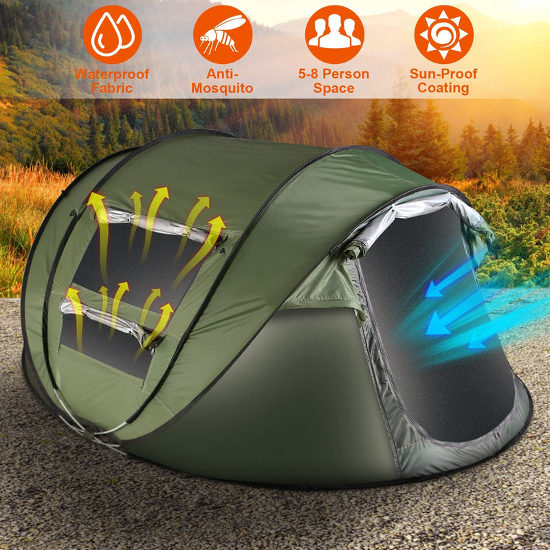 Load image into Gallery viewer, 3-4 Person Pop Up Tent Automatic Setup Camping Tent Waterproof Instant Setup Tent with 2 Mosquito Net Windows Carrying Bag for Hiking Climbing Adventu
