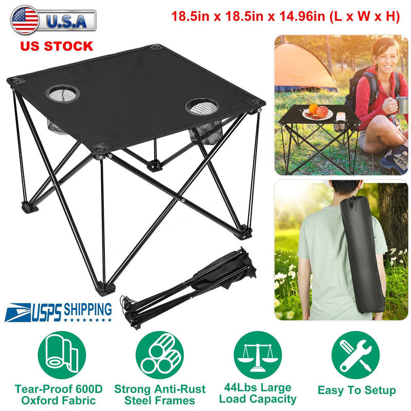 Load image into Gallery viewer, 2Pcs Foldable Camping Table Portable Picnic Table Lightweight Travel Desk with 2 Cup Holders/Table Carrying Bag
