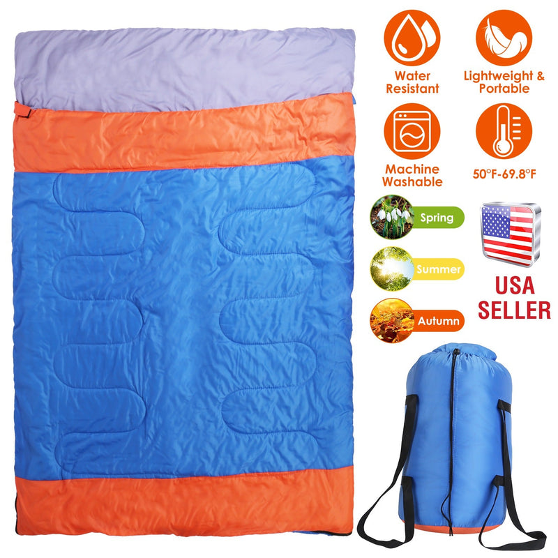 Load image into Gallery viewer, 3 People Sleeping Bag for Adult Kids Lightweight Water Resistant Camping Cotton Liner Cold Warm Weather Indoor Outdoor Use 3 Season with Sack for Spri
