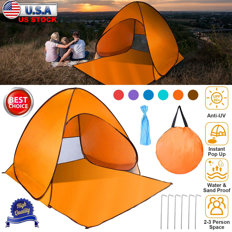 Load image into Gallery viewer, Pop Up Beach Tent Sun Shade Shelter Anti-UV Automatic Waterproof Tent Canopy for 2/3 Man w/ Net Window Storage Bag for Outdoor Beach Camping Fishing P
