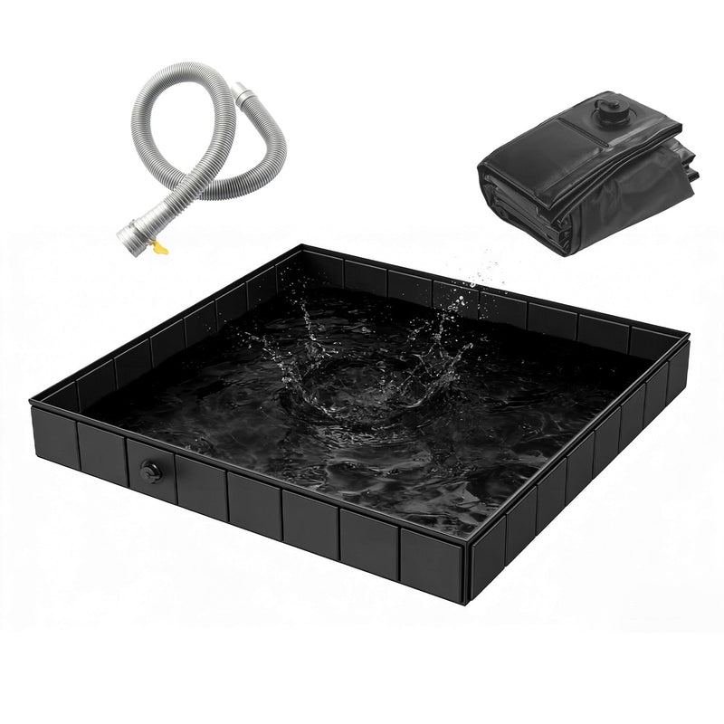 Load image into Gallery viewer, 41x41x5.5in Portable Shower Pan Foldable Shower Basin Collapsible Camping Shower Tent Base with Detachable Drain Pipe for Indoor &amp; Outdoor
