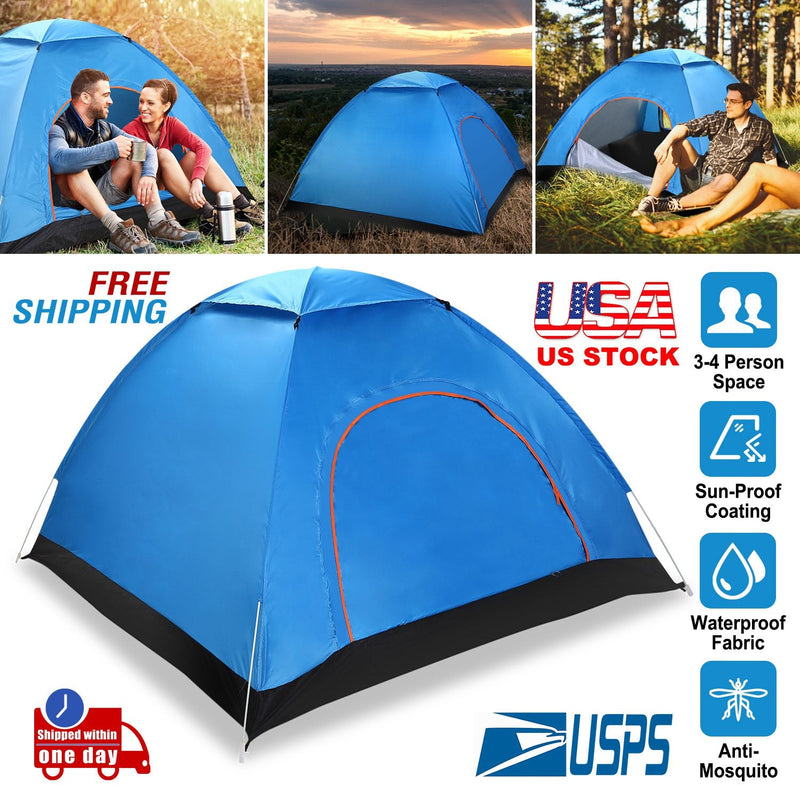 Load image into Gallery viewer, 4 Persons Camping Waterproof Tent Pop Up Tent Instant Setup Tent w/2 Mosquito Net Doors Carrying Bag Folding 4 Seasons for Hiking Climbing Adventure F
