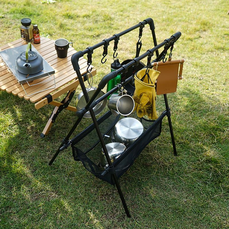 Outdoor camping folding shelf camping car drying rack drying net dryin ...