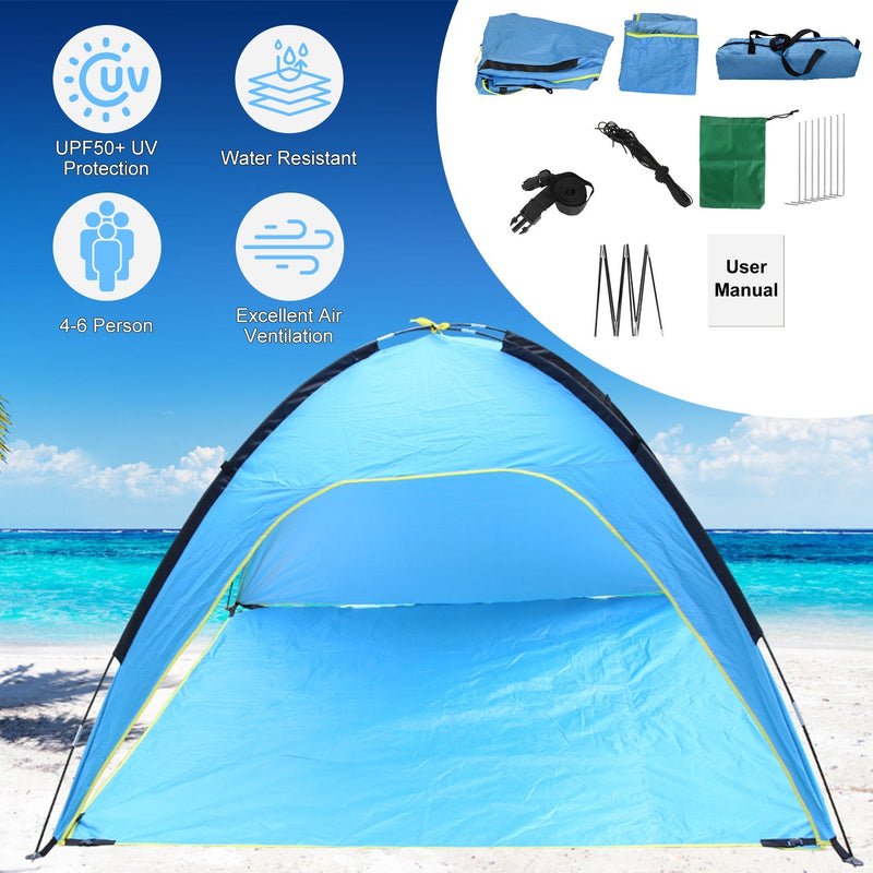 Load image into Gallery viewer, Beach Tent Outdoor Waterproof Tent Canopy for 4-6 Person with 3 Door Openings Carrying Bag UPF50+ Easy Setup for Beach Picnic Camping Hiking Adventure
