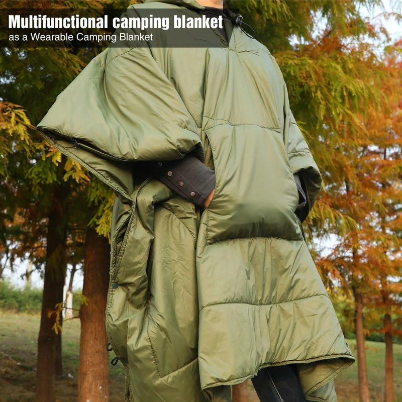 Load image into Gallery viewer, Wearable Waterproof Camping Blanket with Hood
