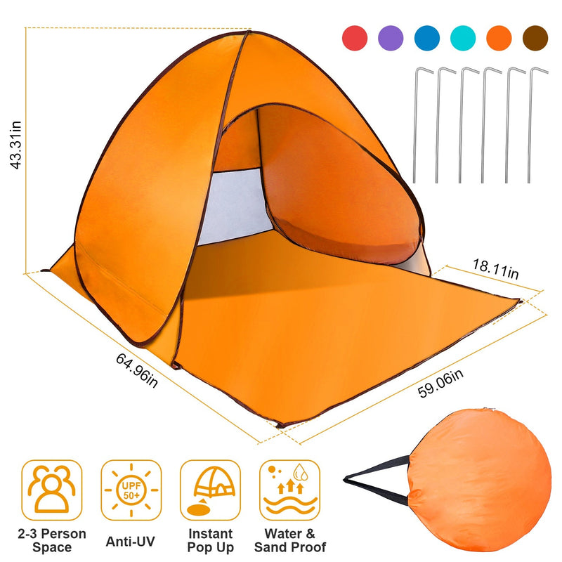 Load image into Gallery viewer, Pop Up Beach Tent Sun Shade Shelter Anti-UV Automatic Waterproof Tent Canopy for 2/3 Man w/ Net Window Storage Bag for Outdoor Beach Camping Fishing P
