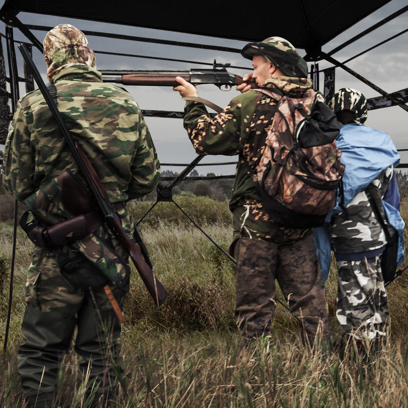 Load image into Gallery viewer, 82 Inch Tall Hunting Blind 270° One Way See Through Ground Tent for 3-4 People

