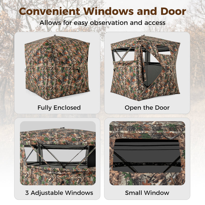 Load image into Gallery viewer, 82 Inch Tall Hunting Blind 270° One Way See Through Ground Tent for 3-4 People
