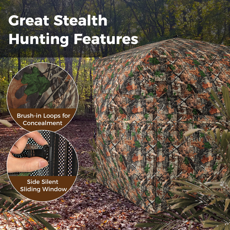 Load image into Gallery viewer, 82 Inch Tall Hunting Blind 270° One Way See Through Ground Tent for 3-4 People
