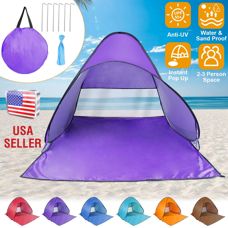 Load image into Gallery viewer, Pop Up Beach Tent Sun Shade Shelter Anti-UV Automatic Waterproof Tent Canopy for 2/3 Man w/ Net Window Storage Bag for Outdoor Beach Camping Fishing P
