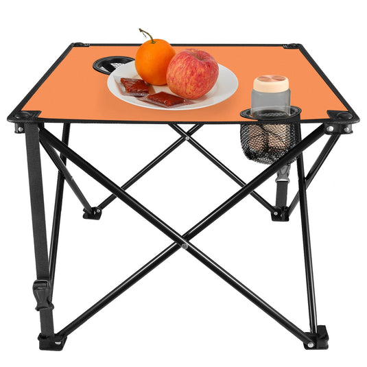 2Pcs Foldable Camping Table Portable Picnic Table Lightweight Travel Desk with 2 Cup Holders/Table Carrying Bag