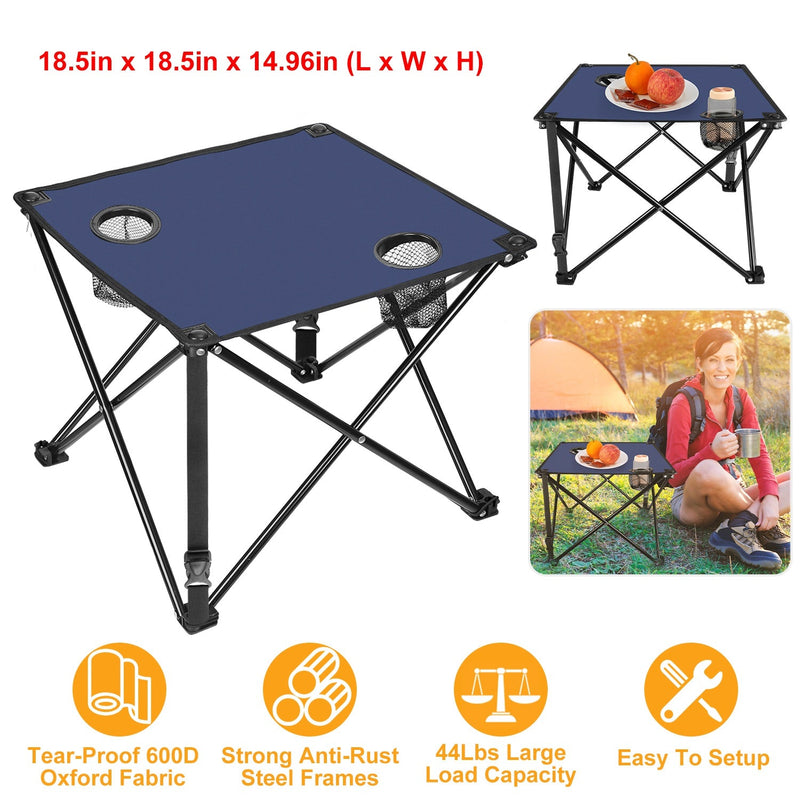 Load image into Gallery viewer, 2Pcs Foldable Camping Table Portable Picnic Table Lightweight Travel Desk with 2 Cup Holders/Table Carrying Bag
