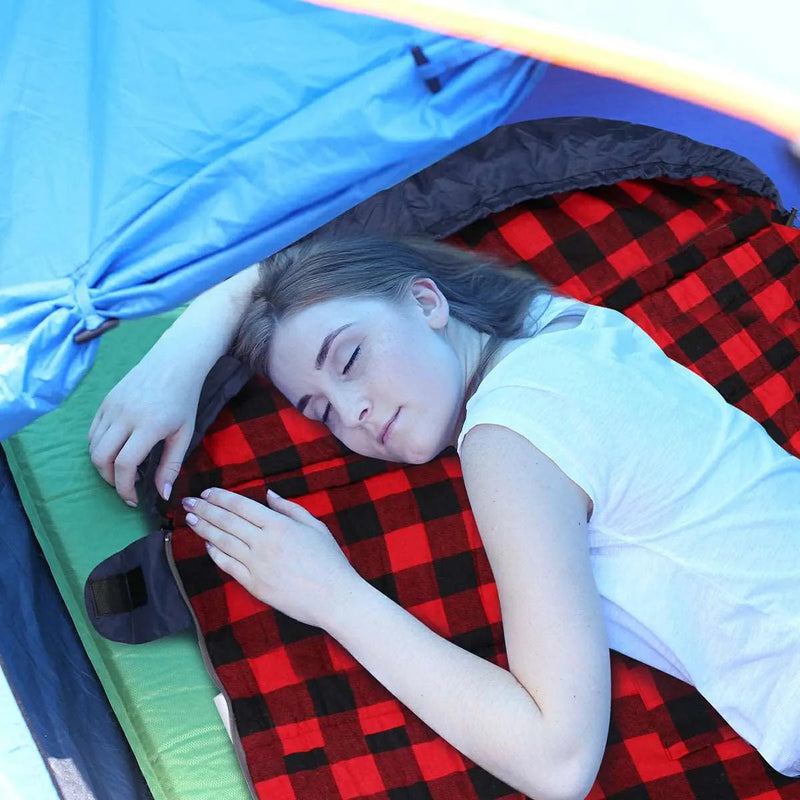 Load image into Gallery viewer, Hooded Camping Sleeping Bag for Adult with Cotton Flannel,Red,Blue,Navy Blue
