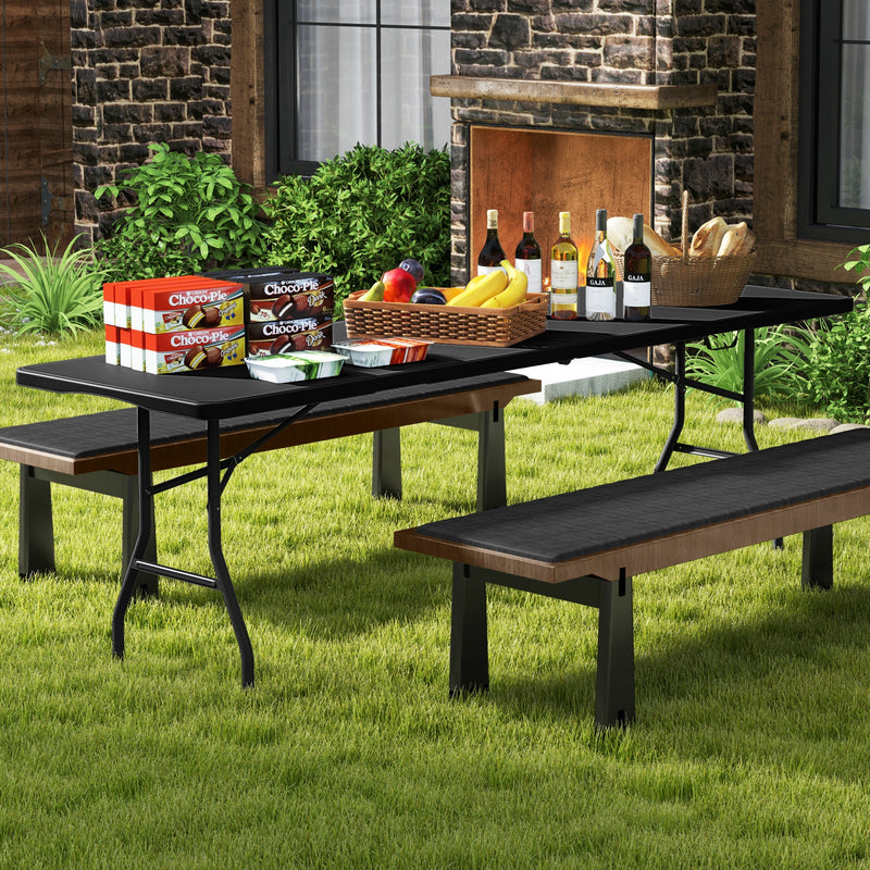 Load image into Gallery viewer, 8 ft Portable Folding Table 350 LBS Fold-in-Half Table with HDPE Tabletop
