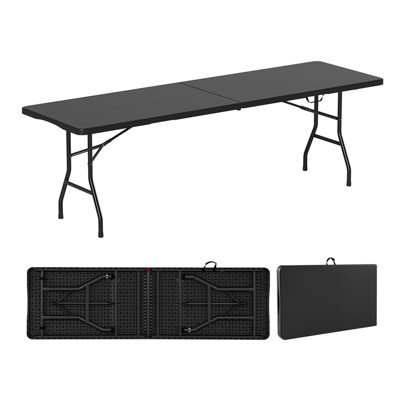 Load image into Gallery viewer, 8 ft Portable Folding Table 350 LBS Fold-in-Half Table with HDPE Tabletop
