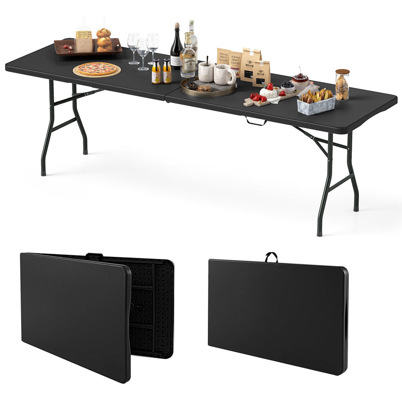 Load image into Gallery viewer, 8 ft Portable Folding Table 350 LBS Fold-in-Half Table with HDPE Tabletop
